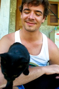 Laurens and the kittens at the shelter.